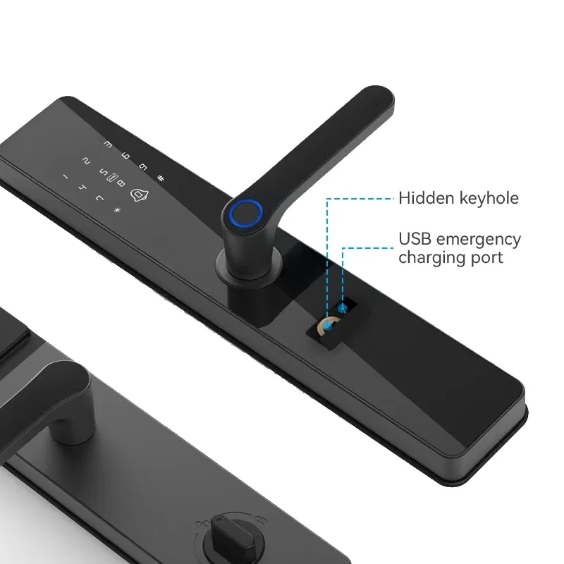007 KERUI WIFI Wifi Security Smart Lever Lock Tuya Zigebee Smart Fingerprint Password Door Lock Home Security With Mortise Cylin