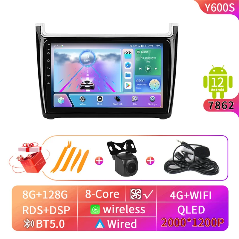 2K screen 4G machine 8+128G car central control screen car navigation all-in-one machine suitable for Volkswagen Polo 2011-2018