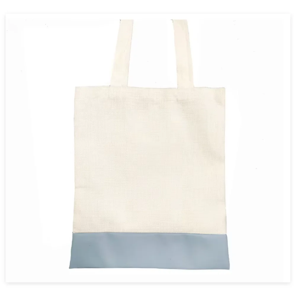 متعدد الألوان الحرارية التسامي بو الجلود وحيد حقيبة تسوق فارغة نقل الحرارة مادة الكتان للطباعة المخصصة