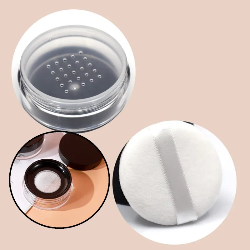 2pcs 10g 20g Portable Elastic Mesh Powder Box Handheld Empty Loose Powders Pot With Sieve Travel Makeup Tools Sifter Container
