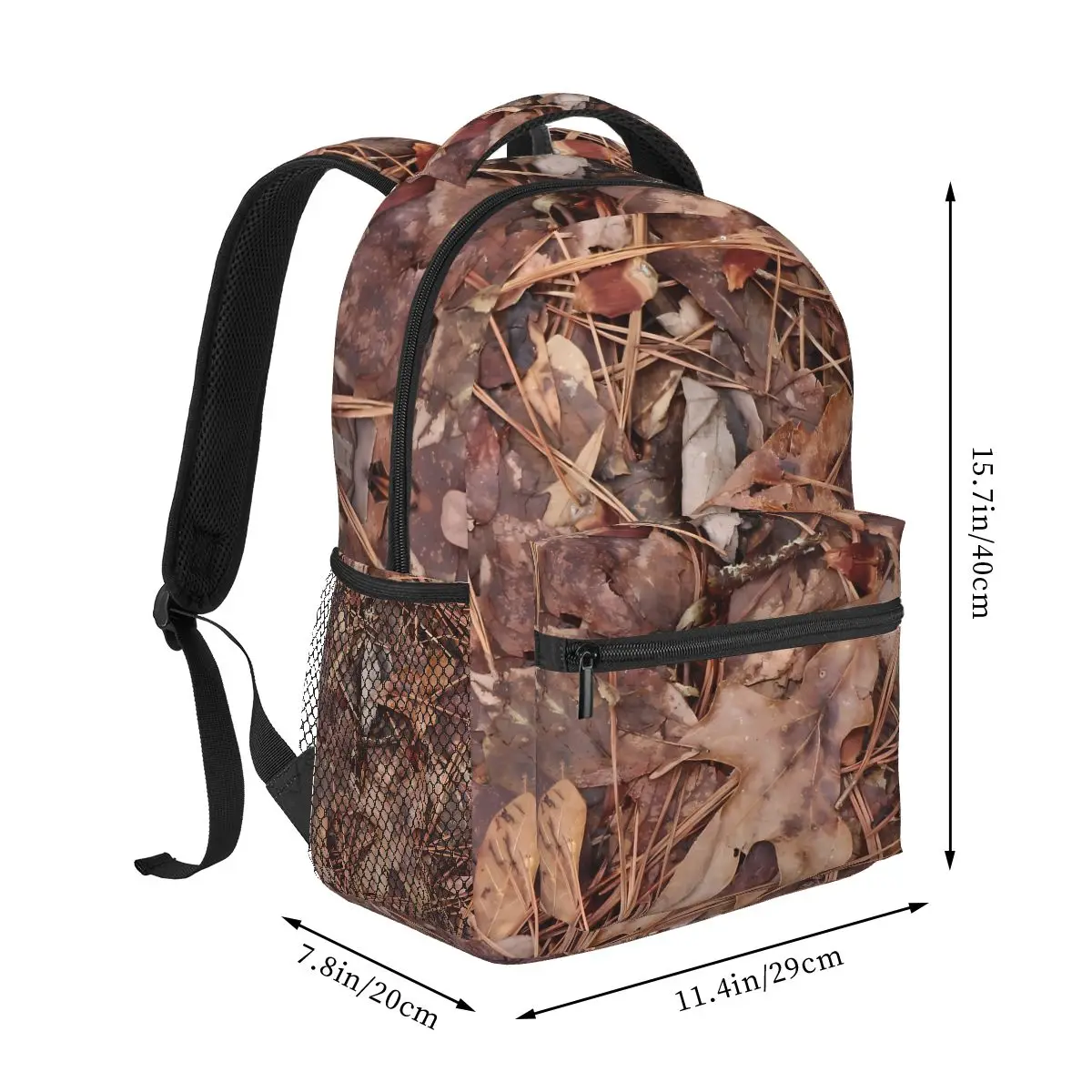 Leaves In Nature Photograph Backpacks Casual Portable Bags Real Tree Camouflage School Bag Students Gifts