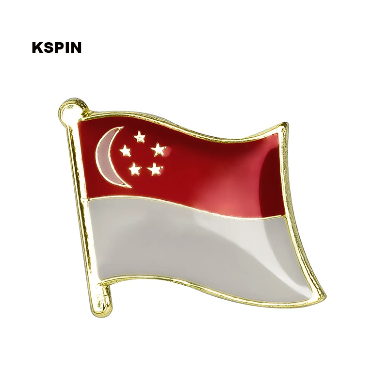 Singapore Flag Badge Symbol Pin Metal Badges Decorative Brooch Pins for Clothes Brooch Jewelry