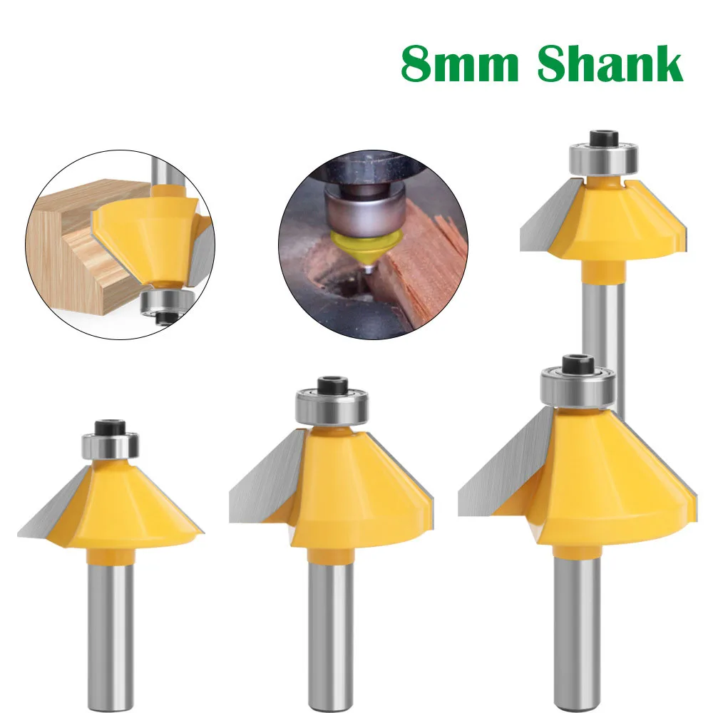 

1PC 8MM Shank Milling Cutter Wood Carving 45 Degree Bevel Router Bit Woodworking Mill Cutter Trimming Machine Engraving Machine