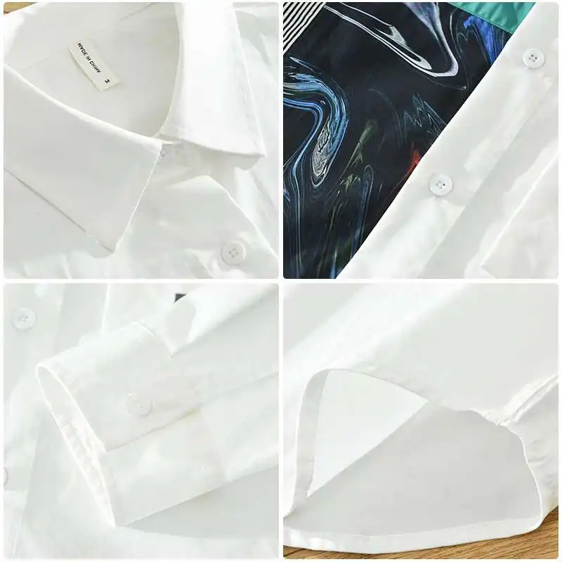 

Мужская рубашка с абстрактным узором, длинным рукавом, модный топ из искусственной кожи, свободного кроя, из полиэфирного волокна, прочная, утолщенная, длинная рубашка