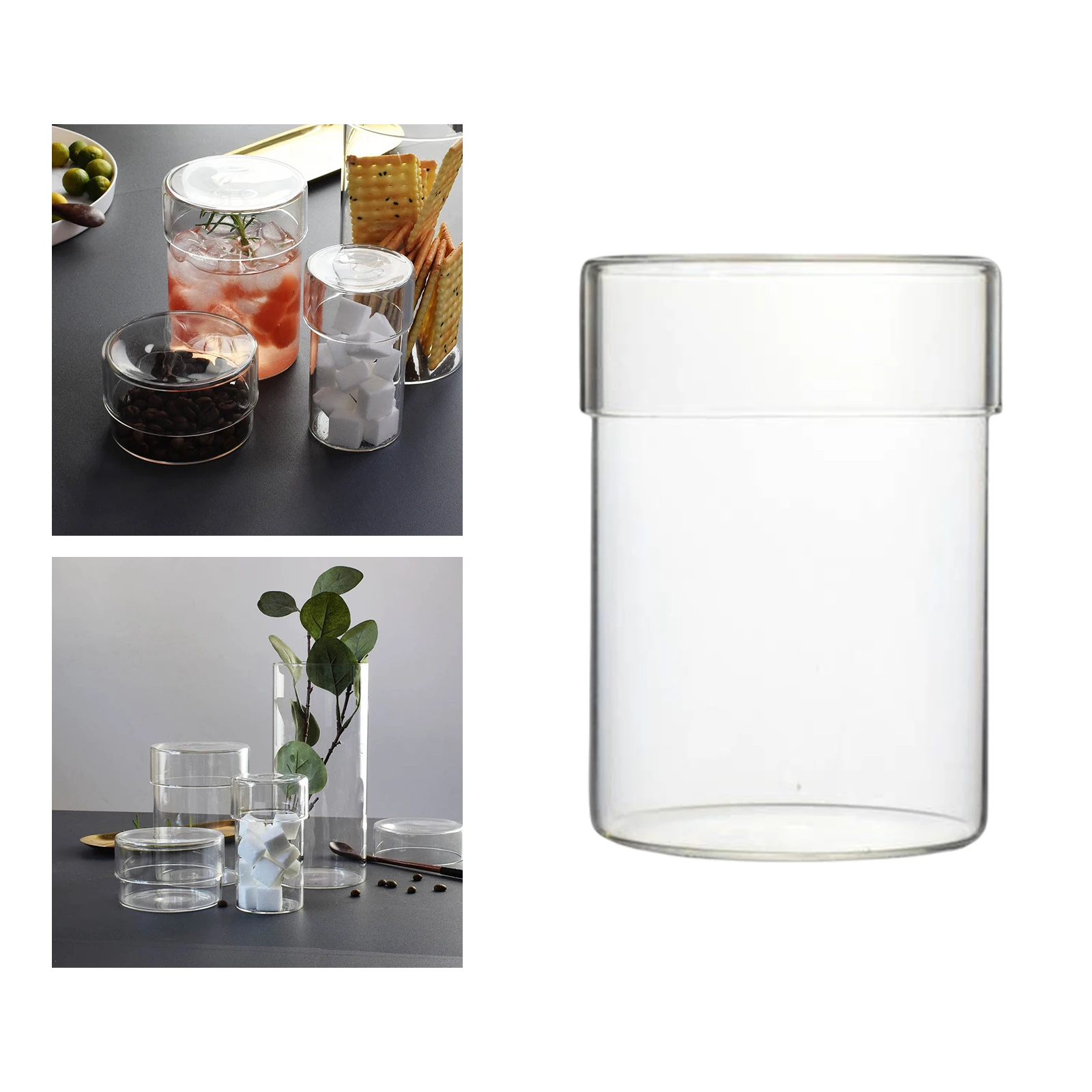 Transparent Glass Food Storage Container for Kitchen with Glass Lid Storage Can Household Coffee Bean Storage Tank Bottle