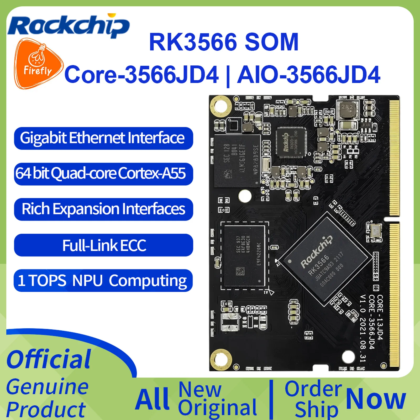 Firefly Core-3566JD4 AIO3566JD4 Quad-Core AI System on Module Rockchip RK3566 64-bit Processor for IoT Applications