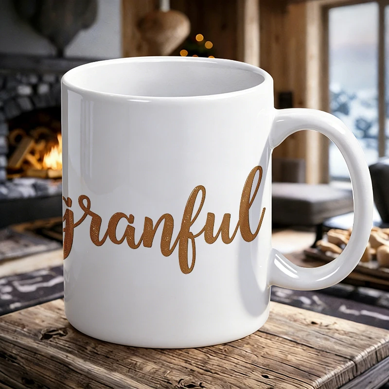 

Grateful Glitter Handwritten Ceramic Mug, Coffee Cup, Milk Cup, Office Tea Cup, Drinking Cup, Fade-Resistant, Gift for Friends