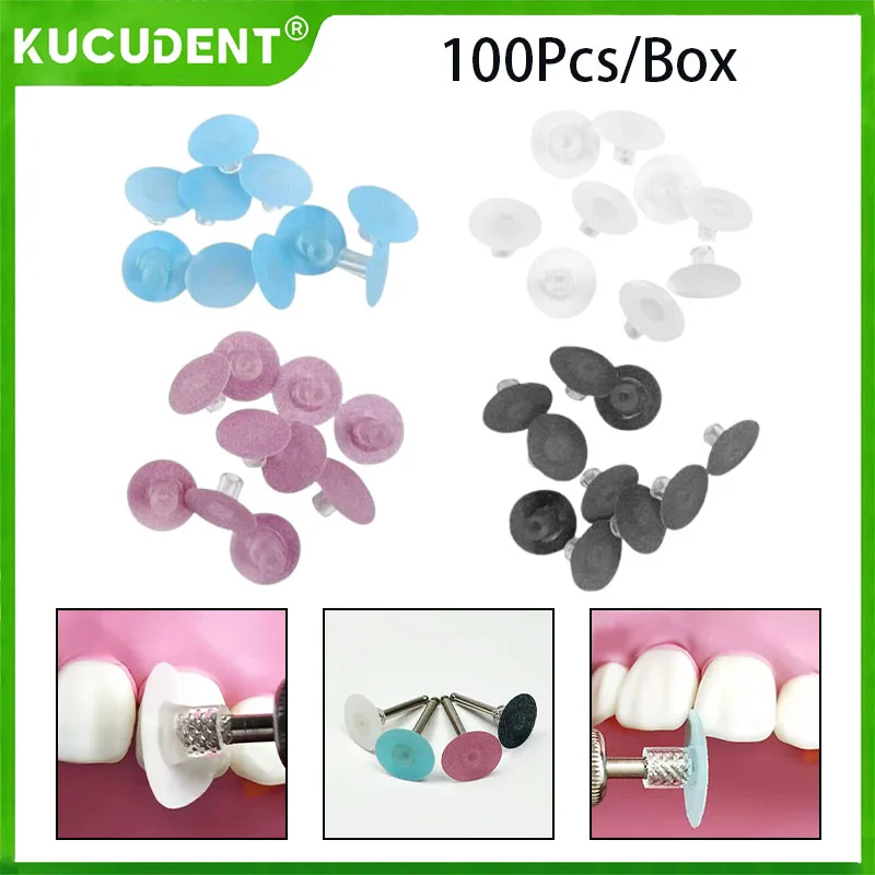 

100pcs Dental Composite Finishing Polishing Disc Stem Discs Separating Polishing Mandrel Discs Dentistry Polishing Disc Material