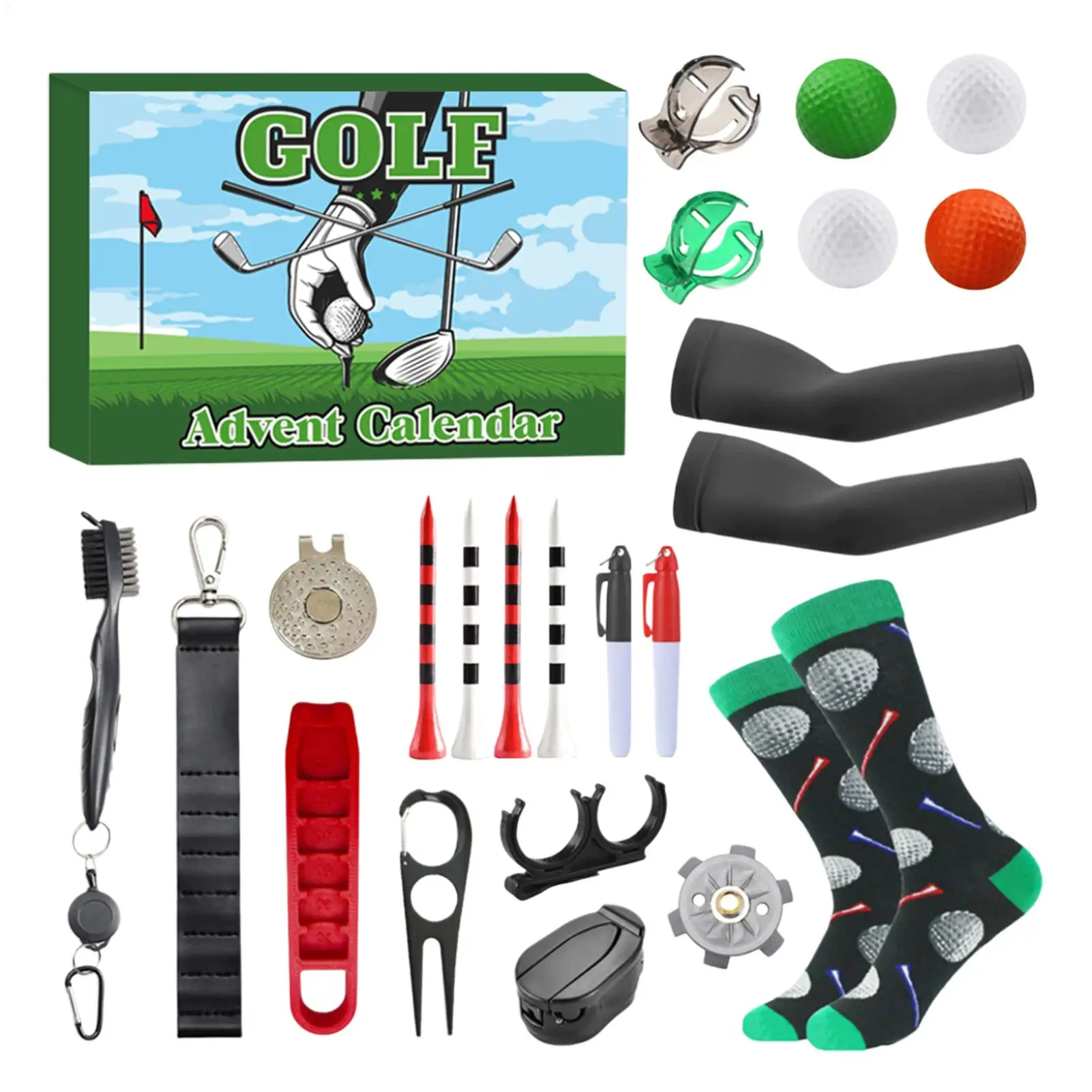 Adventskalender, Weihnachts-Countdown-Kalender, Urlaub, Golf, Geschenke, 24 Tage Marker, T-Shirts, Bälle, Weihnachtsgeschenke für Mann und Ehemann