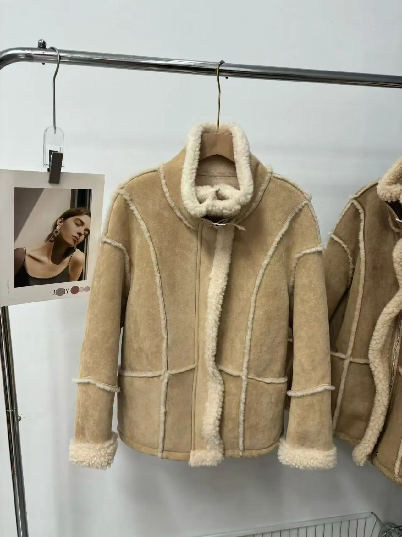 Casaco de pele feminino 2025 nova moda coreana grosso quente lã jaquetas dupla face roupas outwear