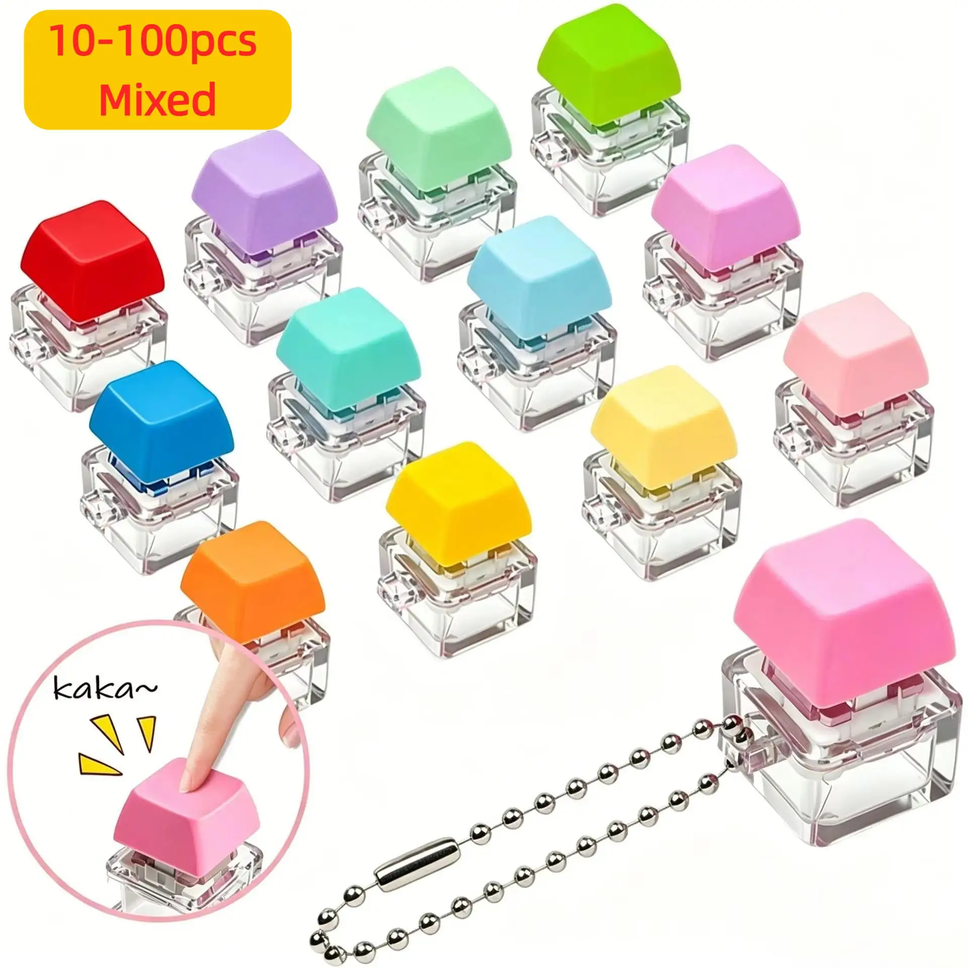 10-100Pcs Creative Single-Key Colorful 13-Color Square Press Button Russian Stress Relief Block Keyboard for Office And Home Use