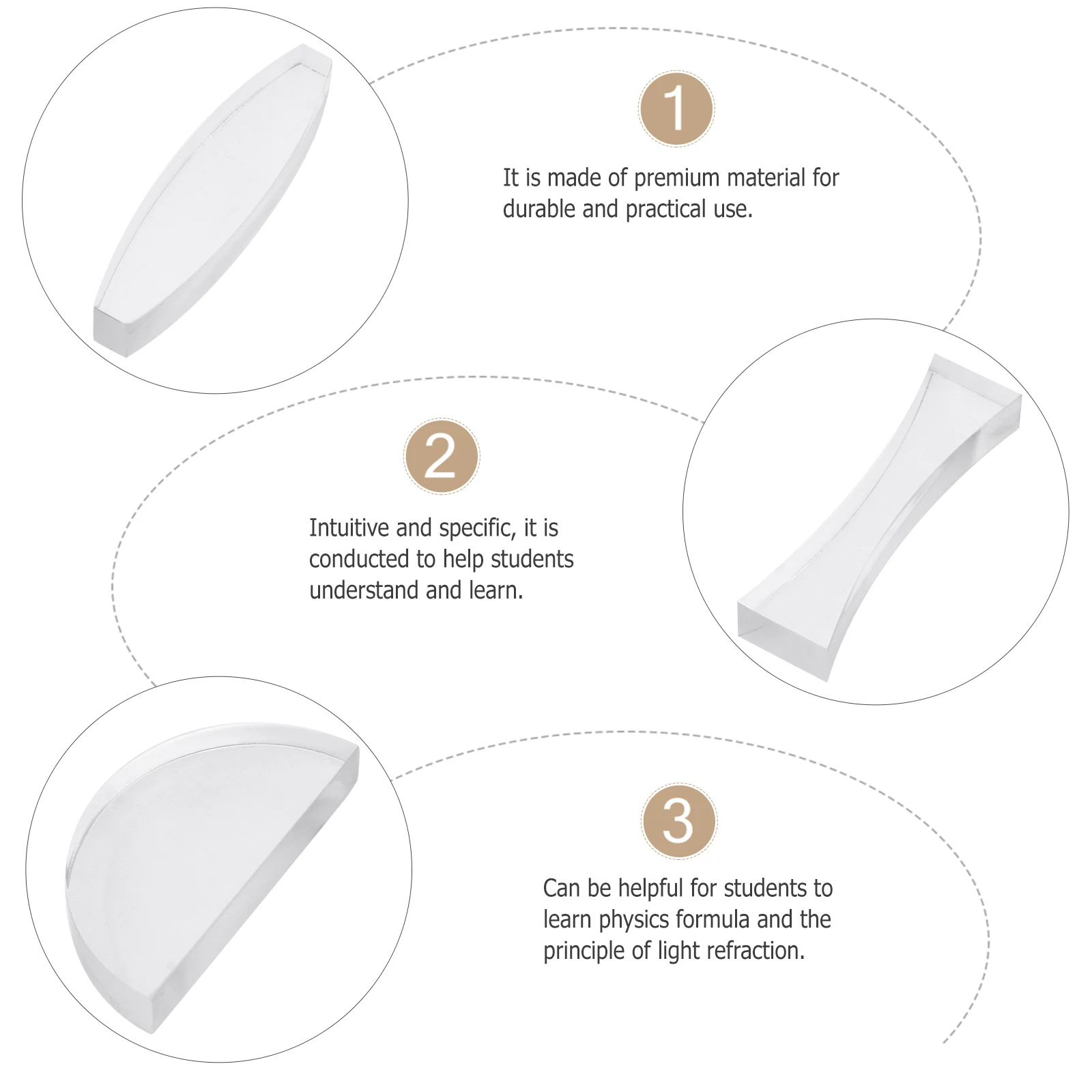 

5 pcs Optical Lens Set Physics Teaching Tools Acrylic Convex Concave Lenses Science Experiments Optics Kit for Students