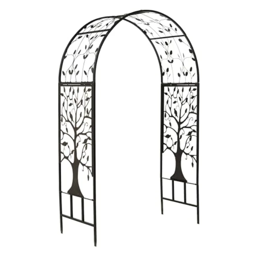 

Outdoor Garden Arbor for Wedding Patio Decor Steel Black 83 Inches Tall Tree of Life Design Heavy Vine Support
