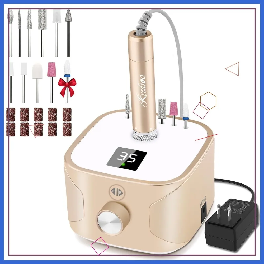

Professional Electric Nail Drill Kit 35000RPM for Gel & Acrylic Removal with 11 Sanding Bits