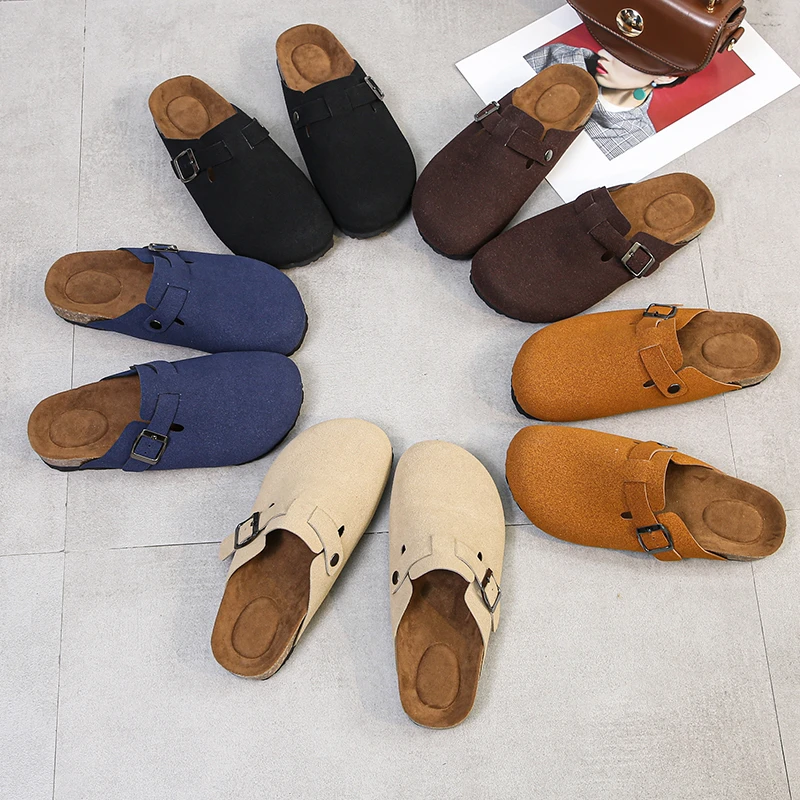 New Large-size Women's Shoes Thick Sole Baotou Slippers Solid Color Casual Non-slip Birkenstocks Wear Comfortable Muller Sandals