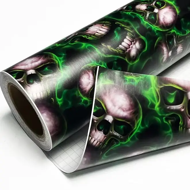 Grüner Totenkopf Sticker Bomb Graffiti PVC Wasserdichte Vinylfolie mit Luftkanälen Selbstklebende DIY Auto- und Motorradaufkleber