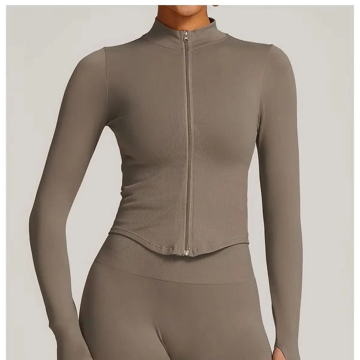 

Seamless Fitness Running Zipper Workout Jacket Women Long Sleeve Sportswear Gym Top Female Quick-Dry Yoga Clothing Sport Coat