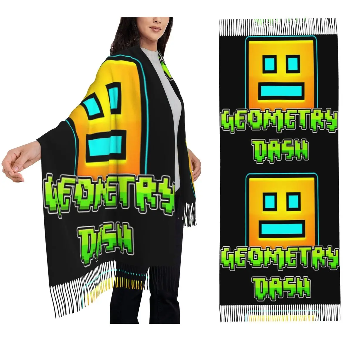 

Geometry Dash Scarf Tassel Scarves for Women Soft Warm Shawls and Wraps Large Fall Winter Shawl Wrap