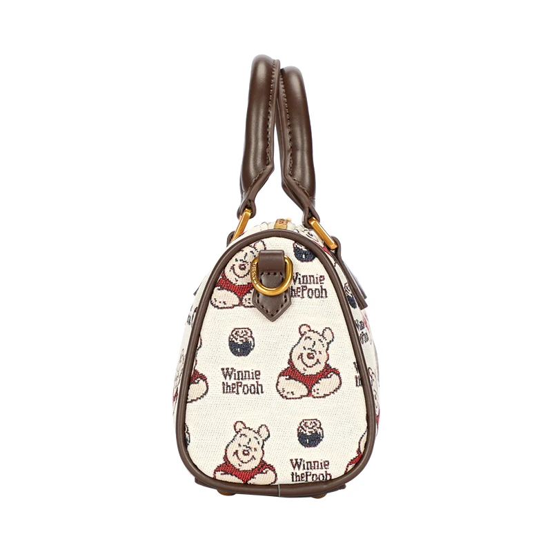 Disney Winnie The Pooh Canvas Cartoon Handbag With Zipper Closure, Casual Crossbody Bag