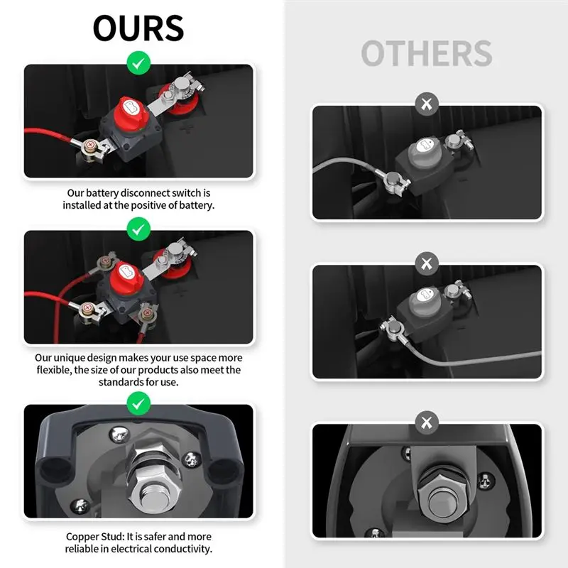 [A92P!】 Battery Disconnect Switch 12V-48V Waterproof Marine Top Post Battery Disconnect Switch 12V Battery Cut Off Switch Master