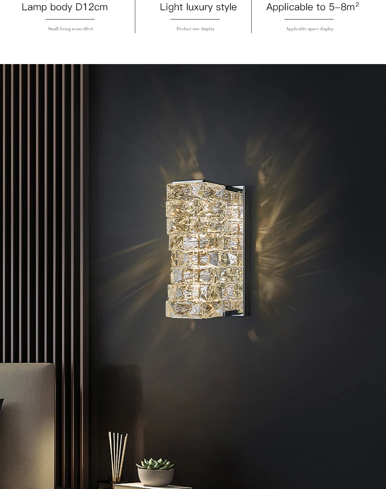 Lampada Da Parete LED A Cristallo Lussuosa - Applique Moderna In Metallo E Vetro, E27, Per Soggiorno - 5