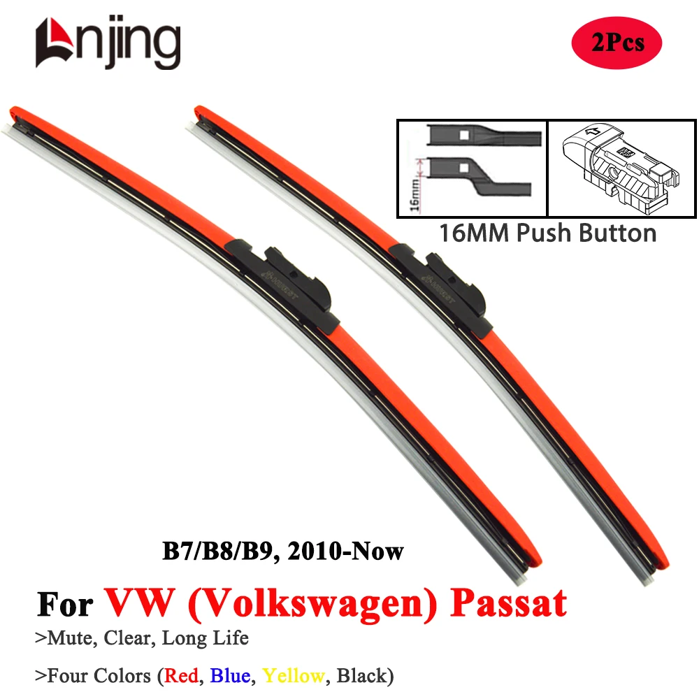 LNJING Colorful Wiper Blades For VW Volkswagen Passat Variant Alltrack R Line B7 B8 B9 2010 2015 2018 2022 2024 Car Accessories