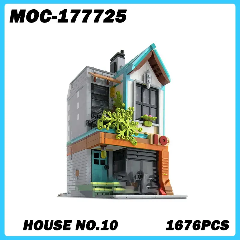 MOC-177725 Street View Series House No.10 Building Blocks DIY Model Assemble Bricks Puzzle Toys Children Birthday Gift1676PCS