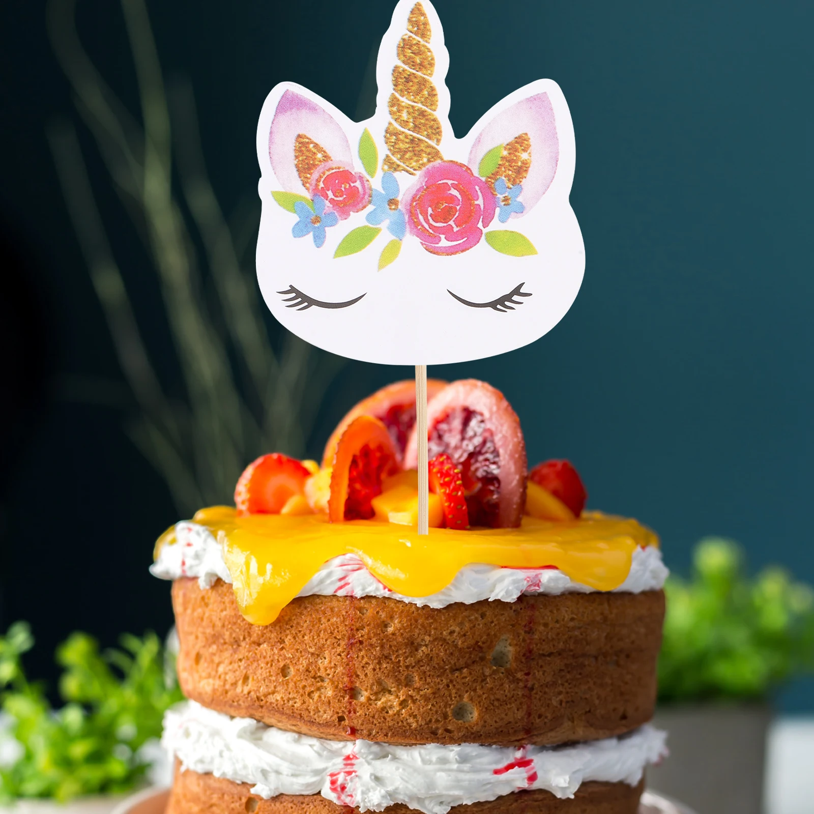 

12pcs Cake Toppers Double Sided Eco Picks Flags Birthday Decorations Cake Cupcake Muffin Bread Fruit