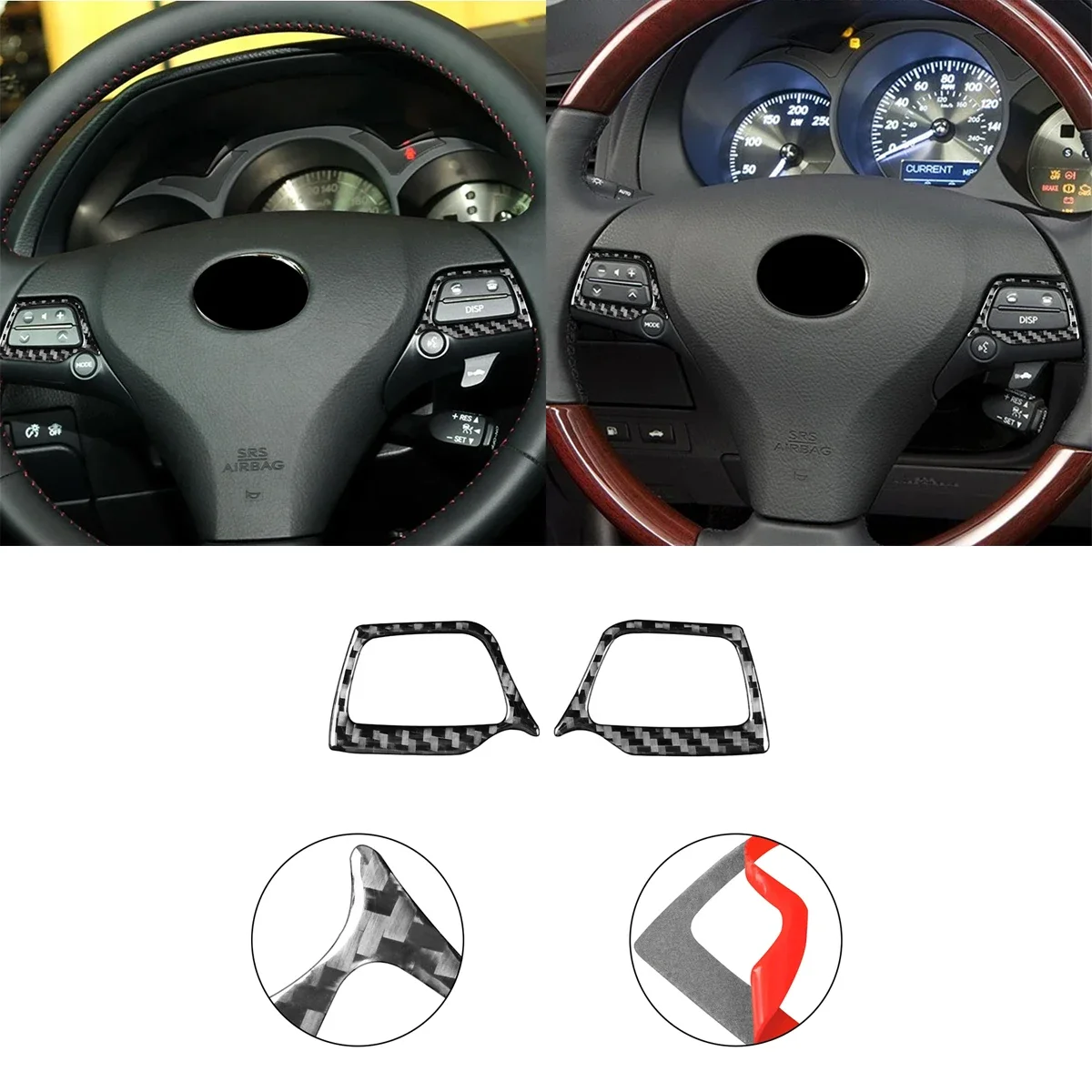 

For Lexus GS 2006-2011 Car Steering Wheel Decoration Cover Sticker Decal Trim Interior Carbon Fiber Car Accsesories