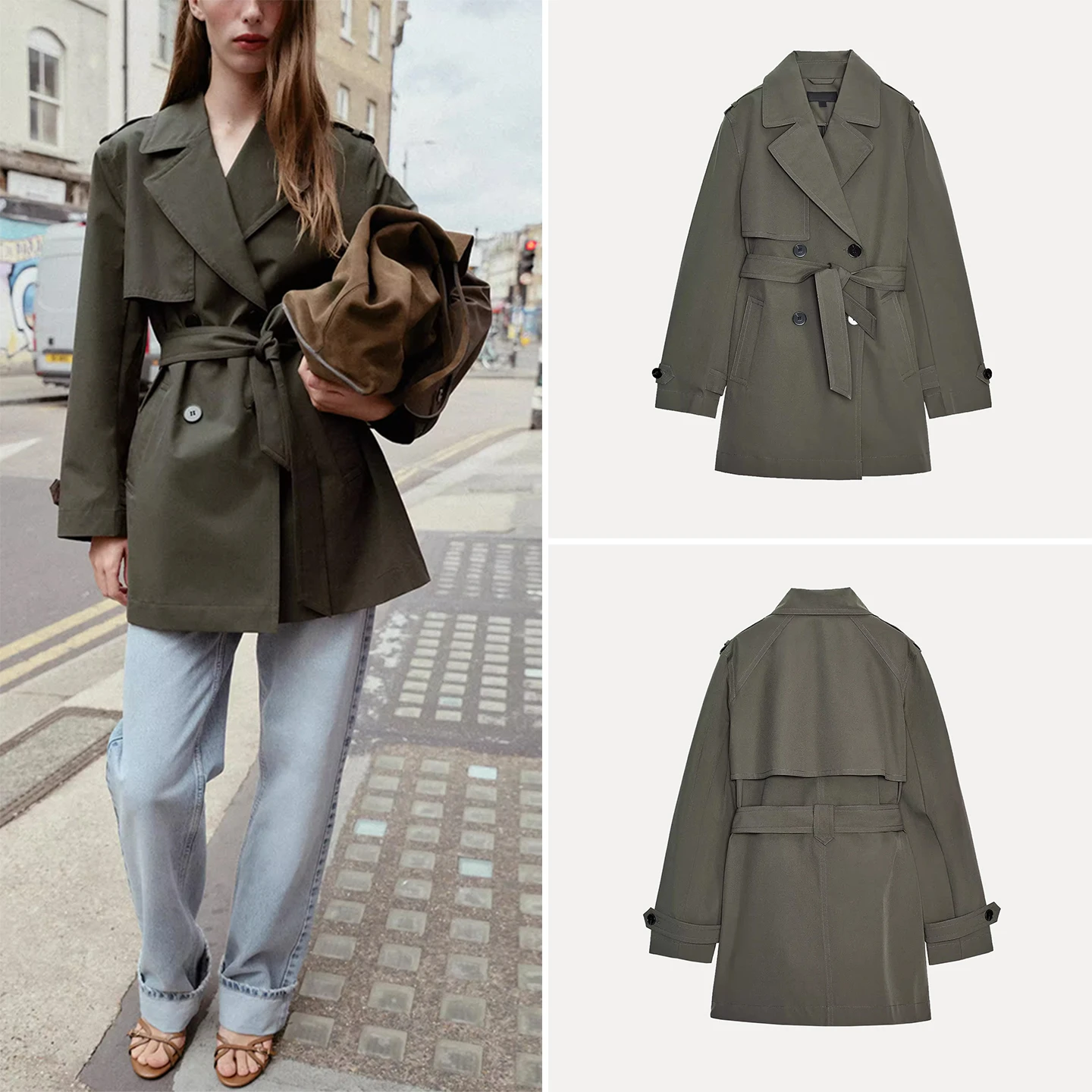 

Faionable Water-Resistant Windproof Double-Breasted Autumn Coat 2025 New Women's Ele Daily Commute Sle Z