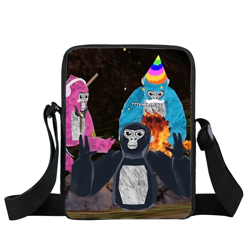 مضحك لعبة الغوريلا العلامة طباعة حقيبة كروسبودي أنيمي الكرتون حقيبة كتف الفتيات حقيبة يد الموضة عادية حقيبة الهاتف المحمول المحافظ هدية