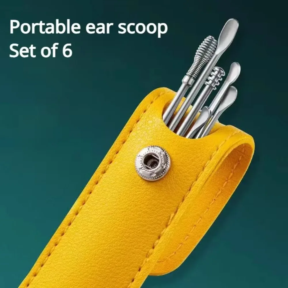 

7pcs/set Portable Stainless Steel Ear Cleaning Spoon Set Spiral Convenient Ear Cleaner Ear Care Earpick Home