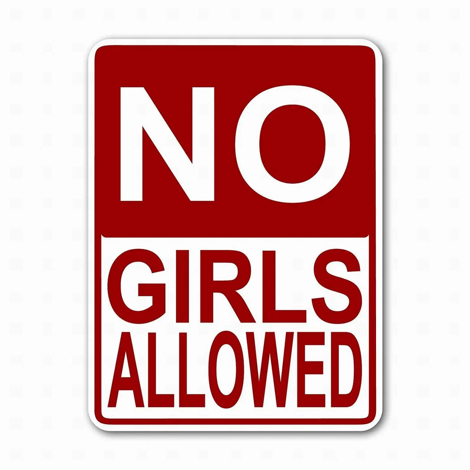 Vintage Metal Tin Sign 8x12 No Girls Allowed (Red) Wall Decor Home Decor