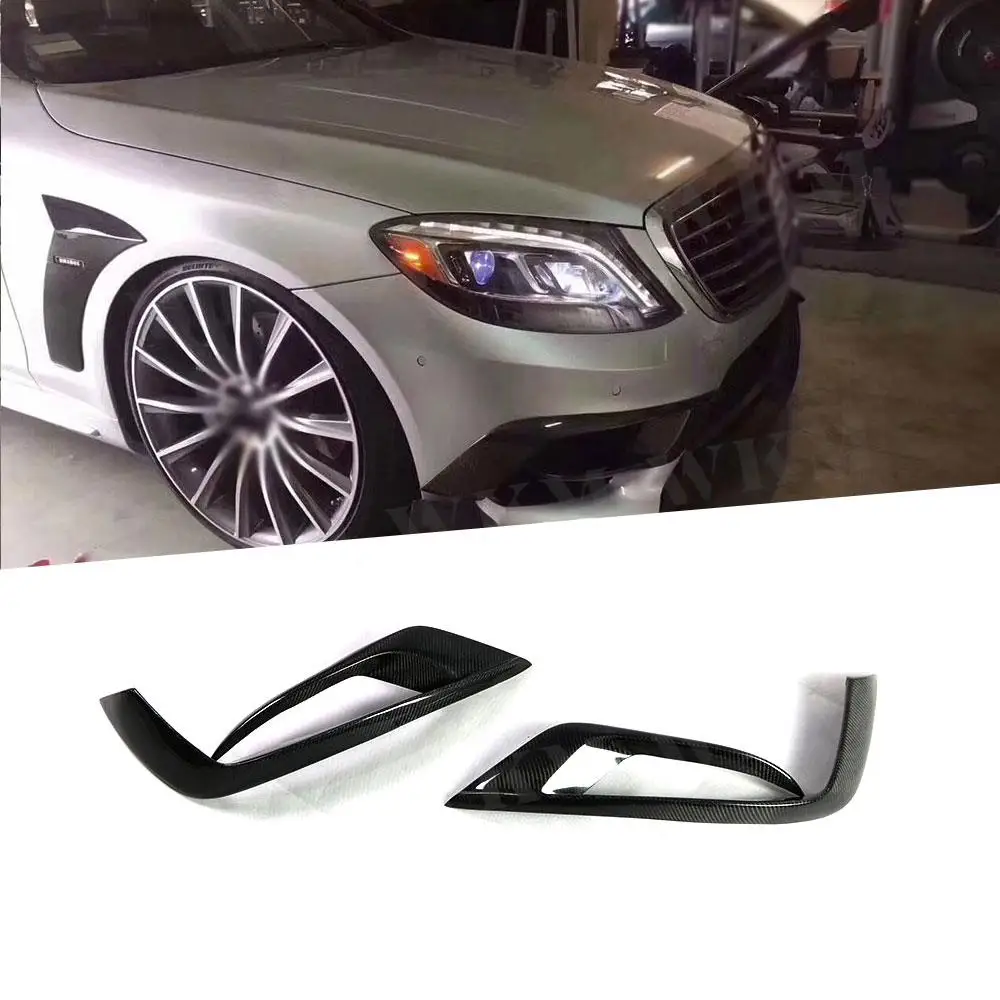 

For S Class W222 Carbon Fiber Front Bumper Lip Air Flow Corner Splitters Vents Canards for Mercedes Benz S63 S65 AMG 2014-2017