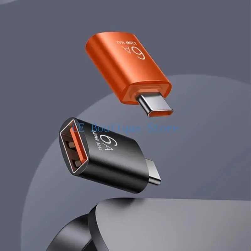 

652F Double Function Type C Adapter USB Interfaces with & 6A Fast Charging Aluminum Charging Adapter for Phones Tablets