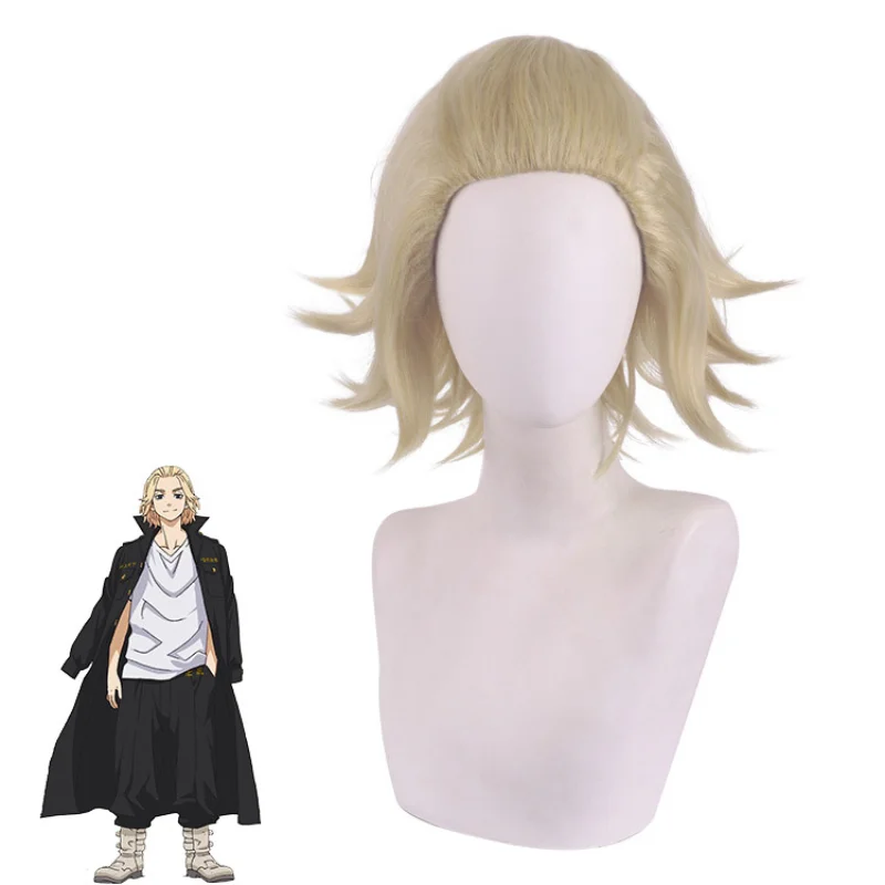 

Tokyo Revengers Manjirou Sano Manjiro Cosplay Anime Wig Heat Resistant Synthetic Hair Men Women Golden Short Wigs Accessories