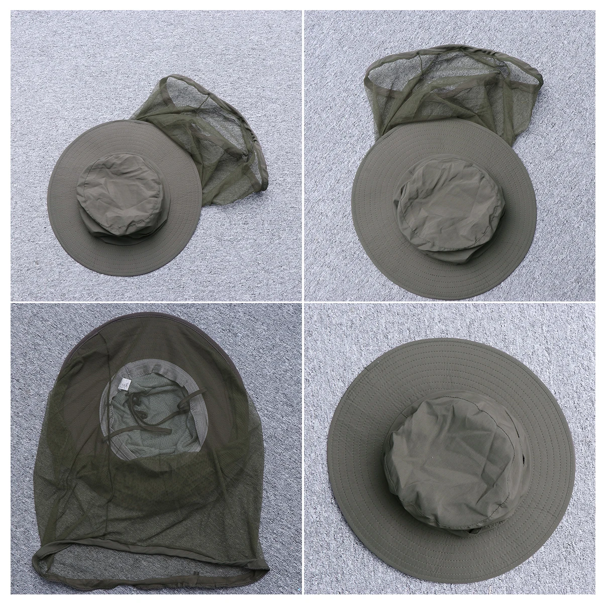 Mosquito Proof Hat Quick Dry Breathable Net For Fishing Hiking Camping Sun Protection Insect Repellent Headwear Army Green