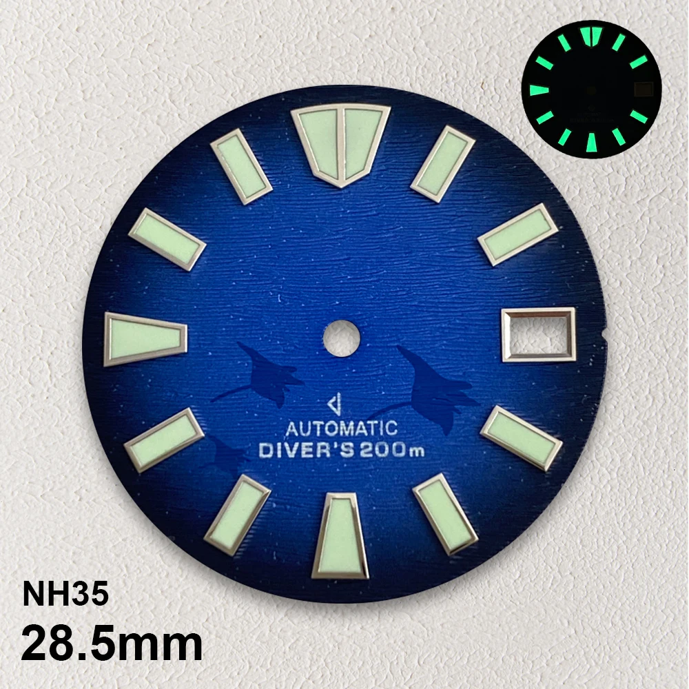 28.5mm S Logo Bat Dial Fit NH35/NH36/4R/7S Automatic Movement C3 Green Luminous High-Quality Watch Modification Accessories