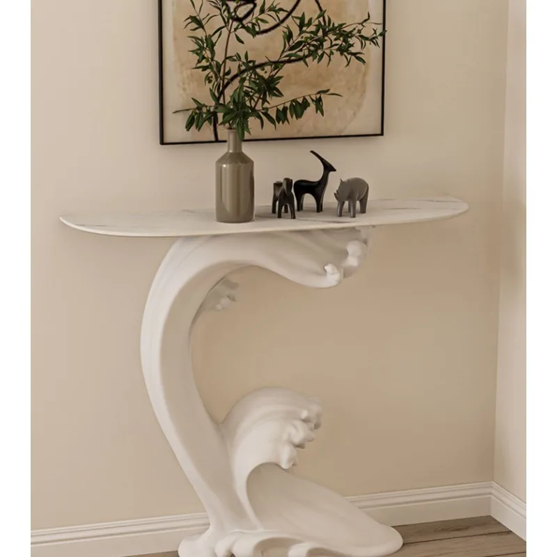 

Italian Entrance Cabinet Affordable Luxury Style High-End Cream French Entry Door Semicircle Console Tables Art Console