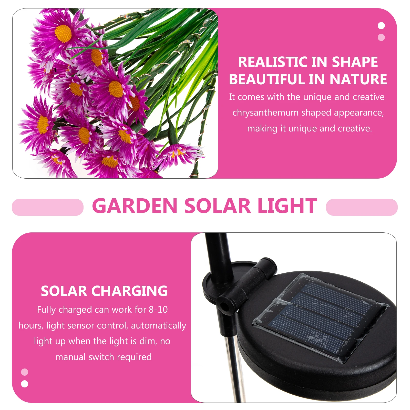 

Solar Powered Garden Lamp Creative Chrysanthemum Design Led Outdoor Decorative Lawn Light Ground Inserted Solar Light Ornament