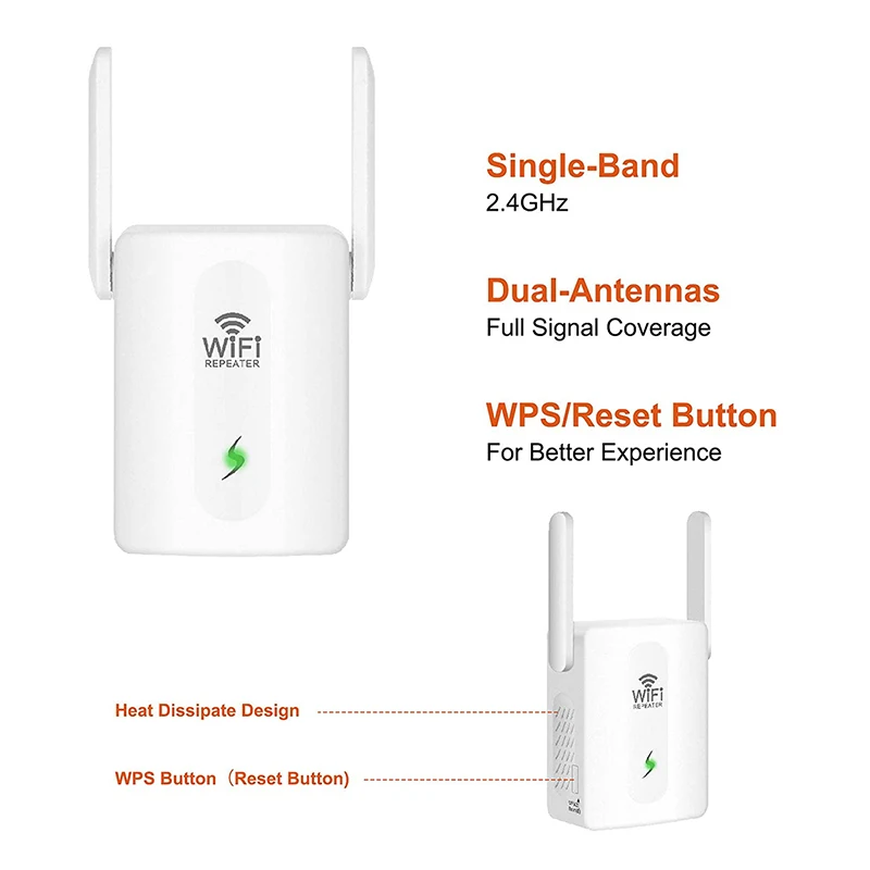 Penguat WIFI dengan Jangkauan Wi-fi Adaptor Repeater Sinyal WPS AP Mode LAN RJ45 300Mbps Wi/Fi Extender
