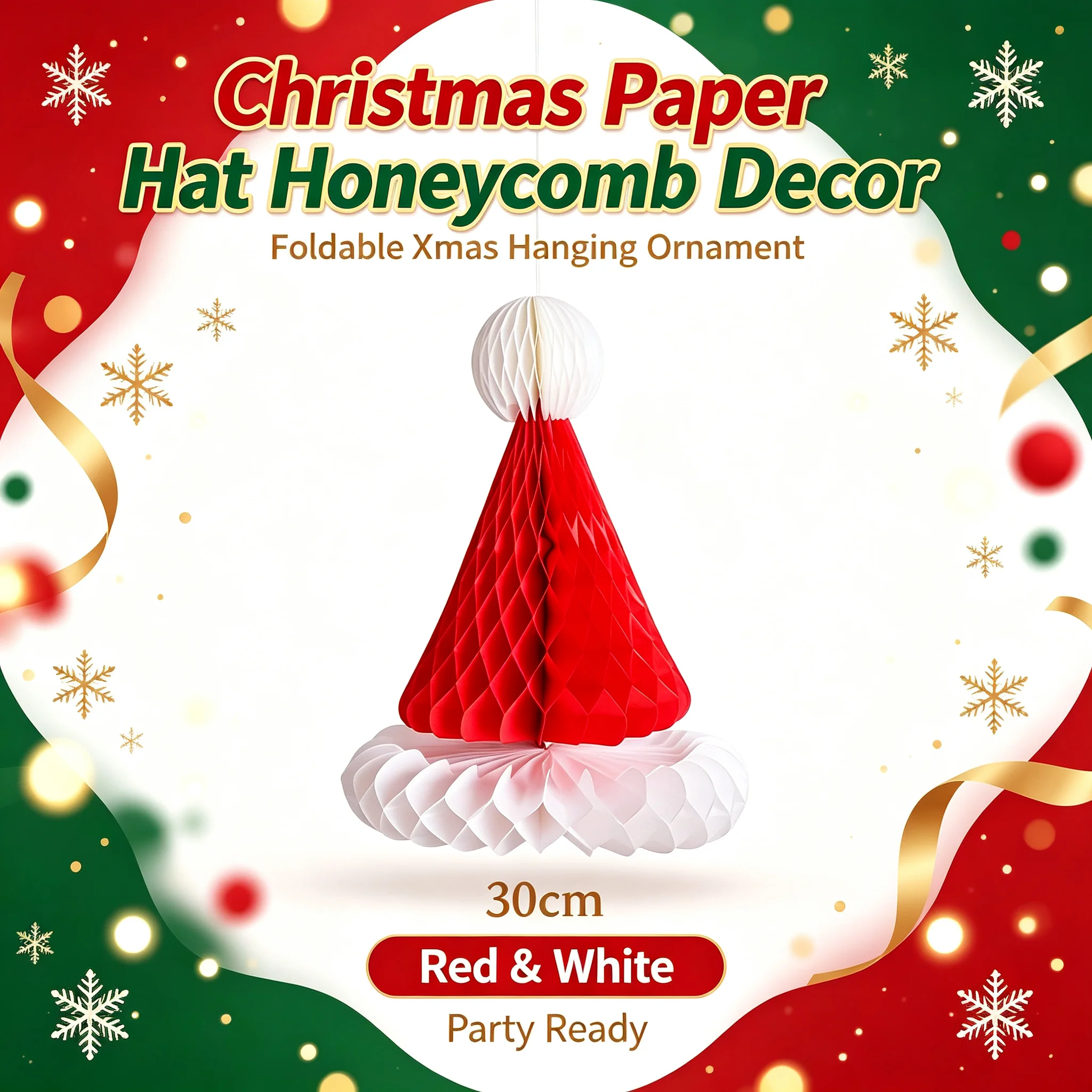 Christmas Honeycomb Hats,Christmas Decorations Paper Pendants