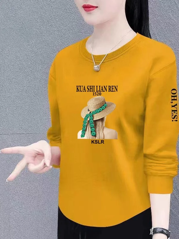 

Slim Fit Long Sleeve T-Shirt for Mom Middle-Aged And Elderly Women Simple Design Asymmetrical Fashionable Warm Daily Wear