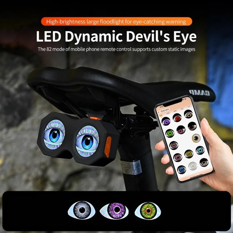 

Programmable Motorcycle Demons Eye Rear Light 11 Eye Animations 5 Color Dynamic Big Eye Light with APP & Remote Control