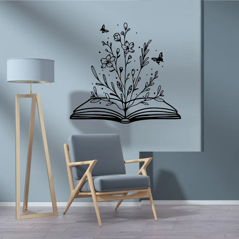Reading Books Vinyl Wall Stickers Abstract Butterfly School Library Classroom Study Room Home Kid Room Decoration Wall Decal 383
