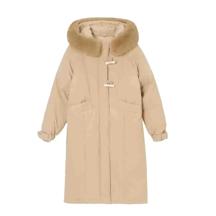 2025 المرأة الجديدة الشتاء سترة قطن طويلة الإناث الفراء طوق رشاقته الدافئة سترات معطف المرأة لون نقي معاطف السترة غير رسمية