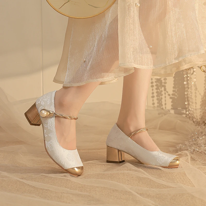 

YMECHIC/2026, новые шелковые туфли-лодочки Sweet Mary в китайском стиле, обувь для девочек, вечерние черные, розовые дышащие женские туфли на мягкой подошве, вечерние туфли принцессы