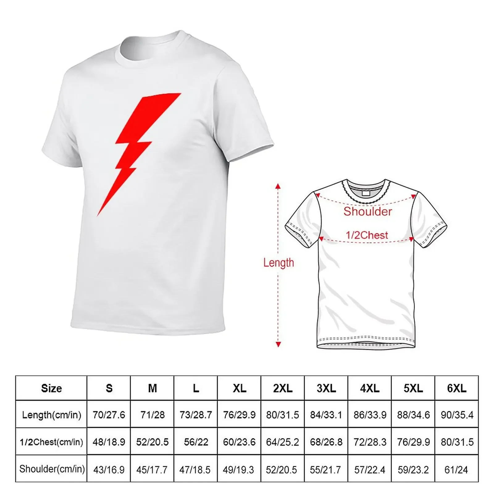 White And Red Geometric Shape Lightning Bolt T-Shirt vintage cotton graphic tees Blouse mens graphic t-shirts