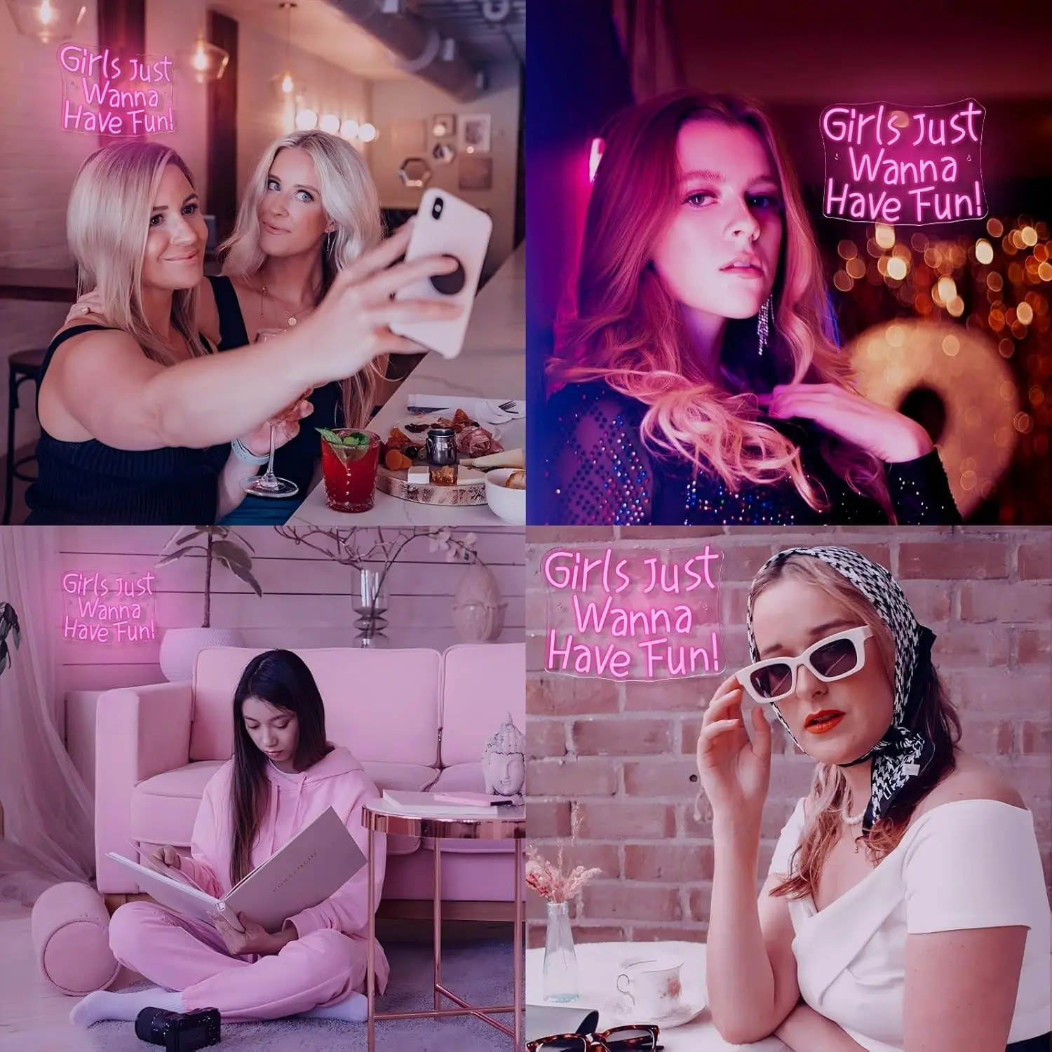 Girls Just Wanna Have Fun Neon Sign Wedding Party Pink Neon Signs For Wall Decor Dimmable Preppy Girls Room Bedroom Bar Retro De