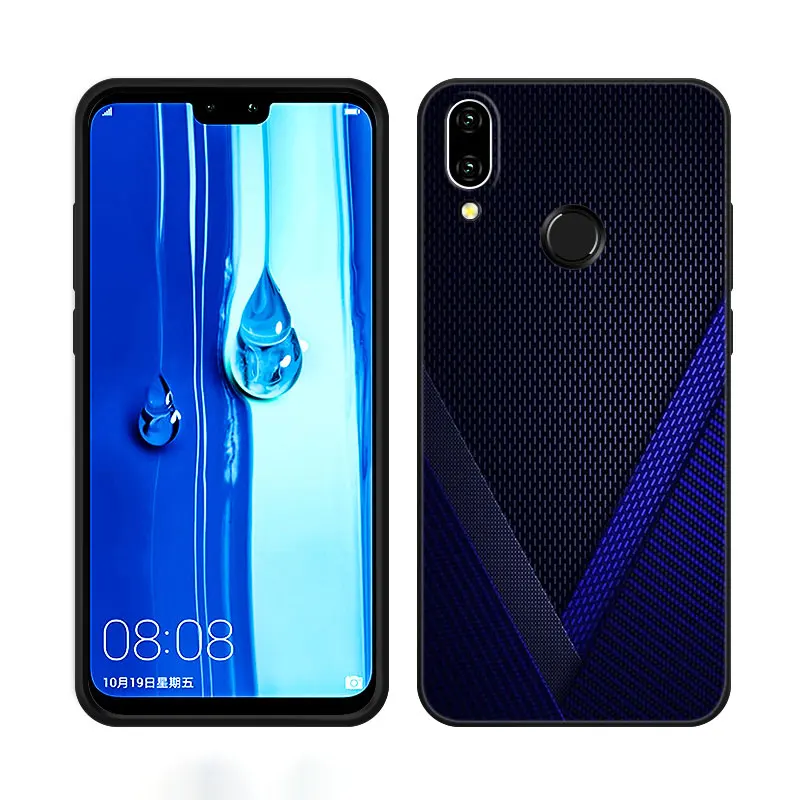 Car Carbon Fibre Phone Case For Huawei Y6 Y7 Y9 Prime Y5 2018 2019 2020 Y7A Y9A Y5P Y6P Y7P Y8P Y6S Y8S Y9S Soft TPU Black Cover